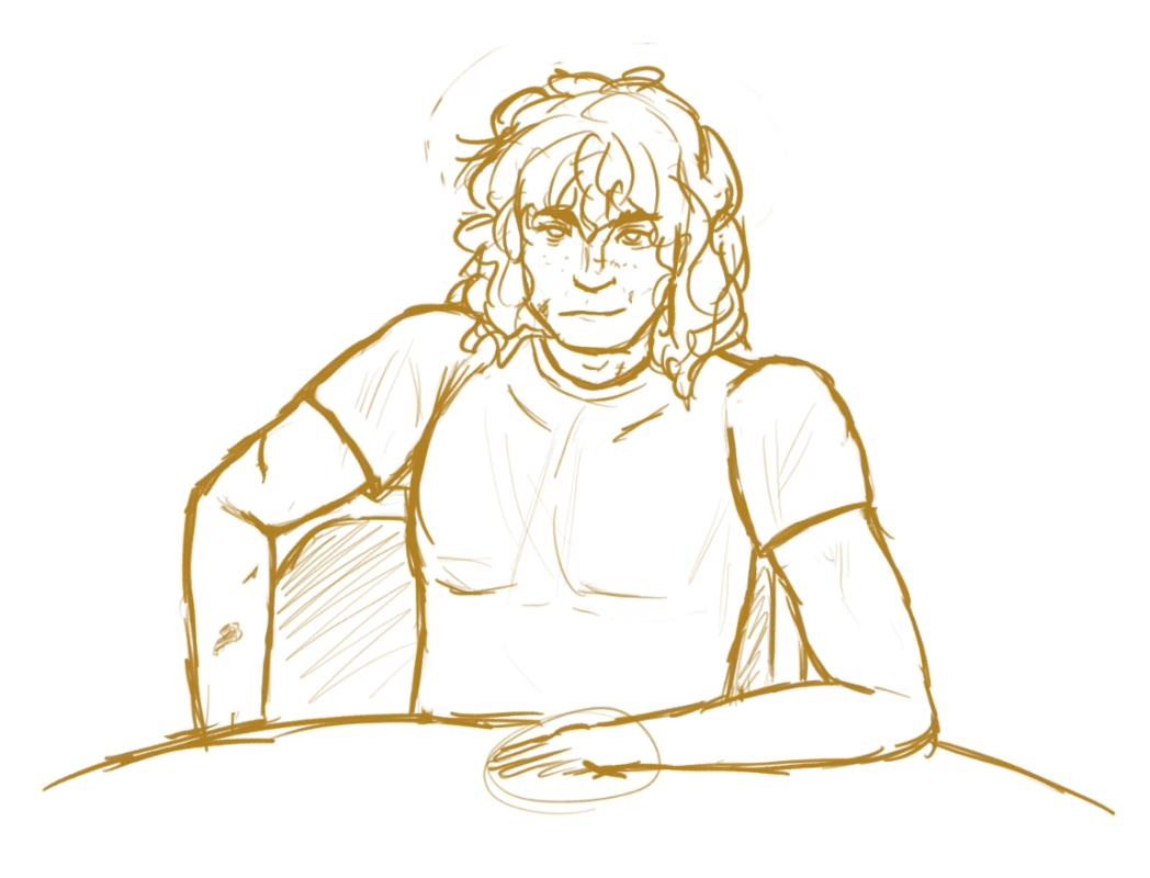 my OC, Elisa, looking at you - sketch version