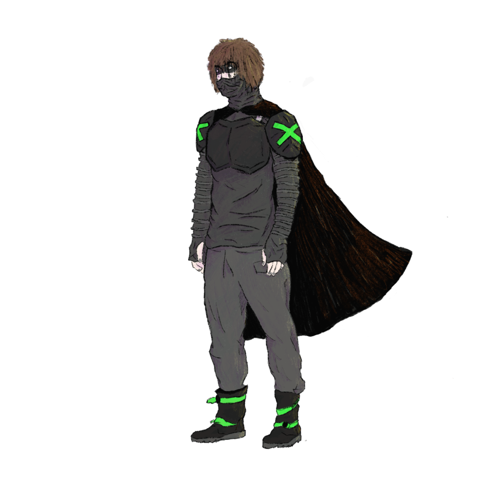fullbody drawing of my main OC 'Gezellig'